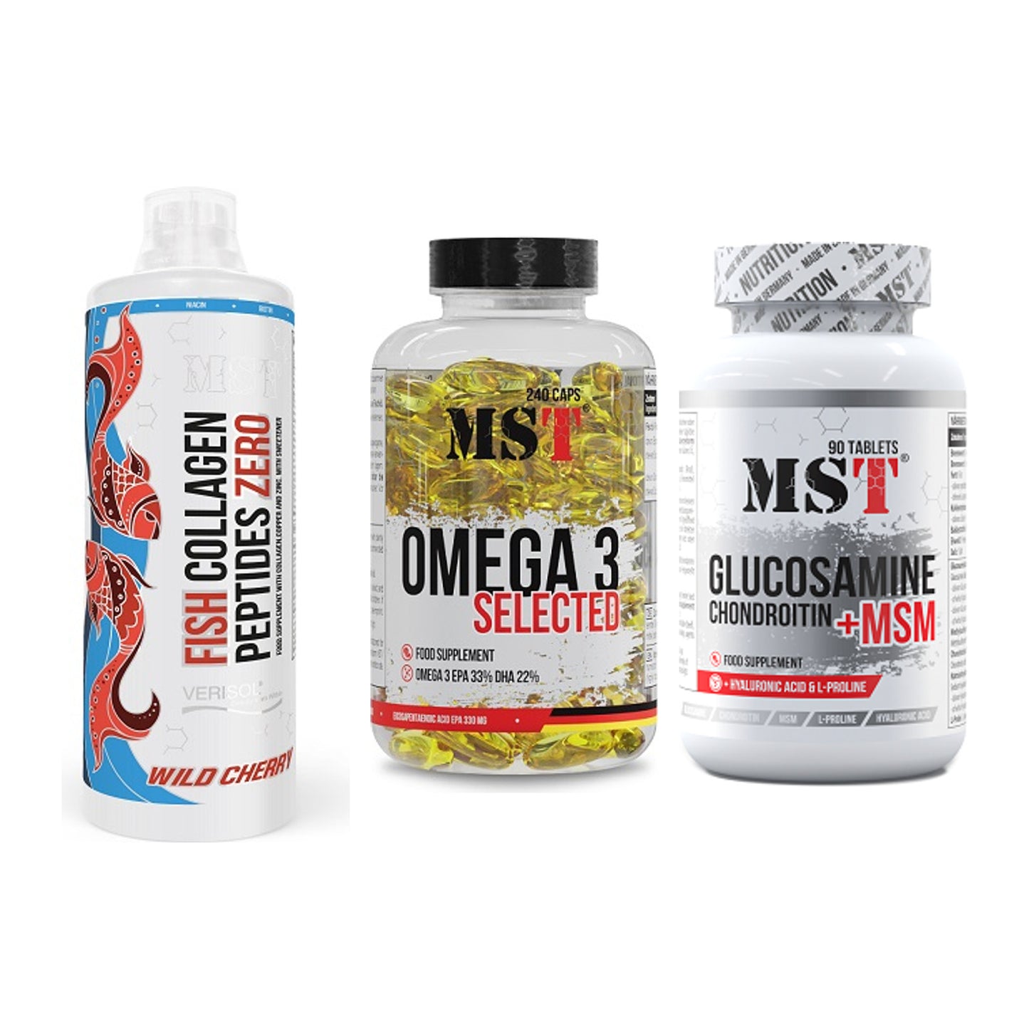 Gelenk-Set: MST Fish Collagen + MST Omega 3 + MST Glucosamine – alle enthaltenen Artikel