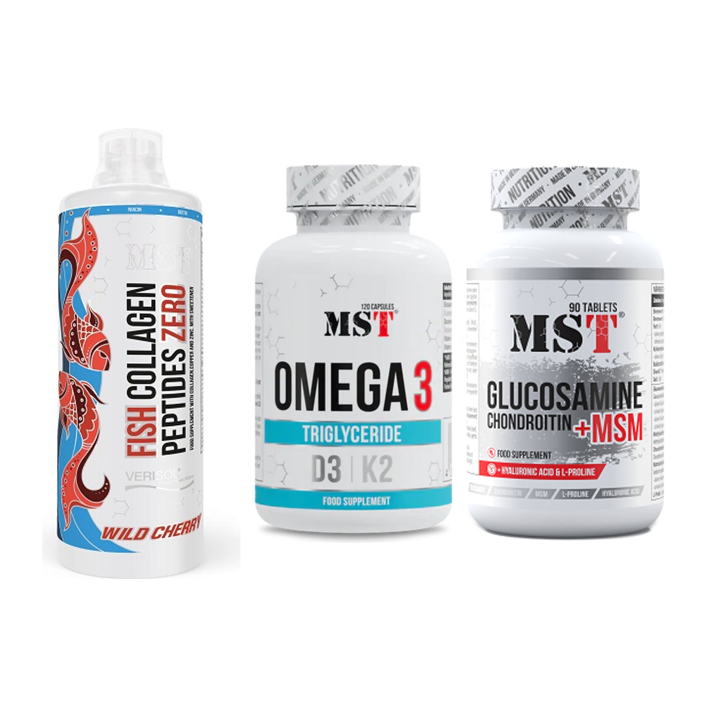 Gelenk-Set: MST Fish Collagen + MST Omega 3 500 + MST Glucosamine – alle enthaltenen Artikel