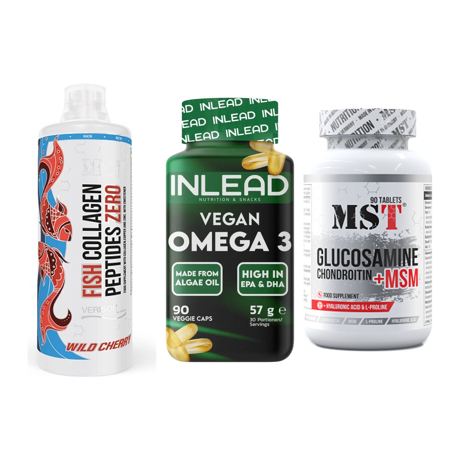Gelenk-Set: MST Fish Collagen + INLEAD Vegan + MST Glucosamine – alle enthaltenen Artikel