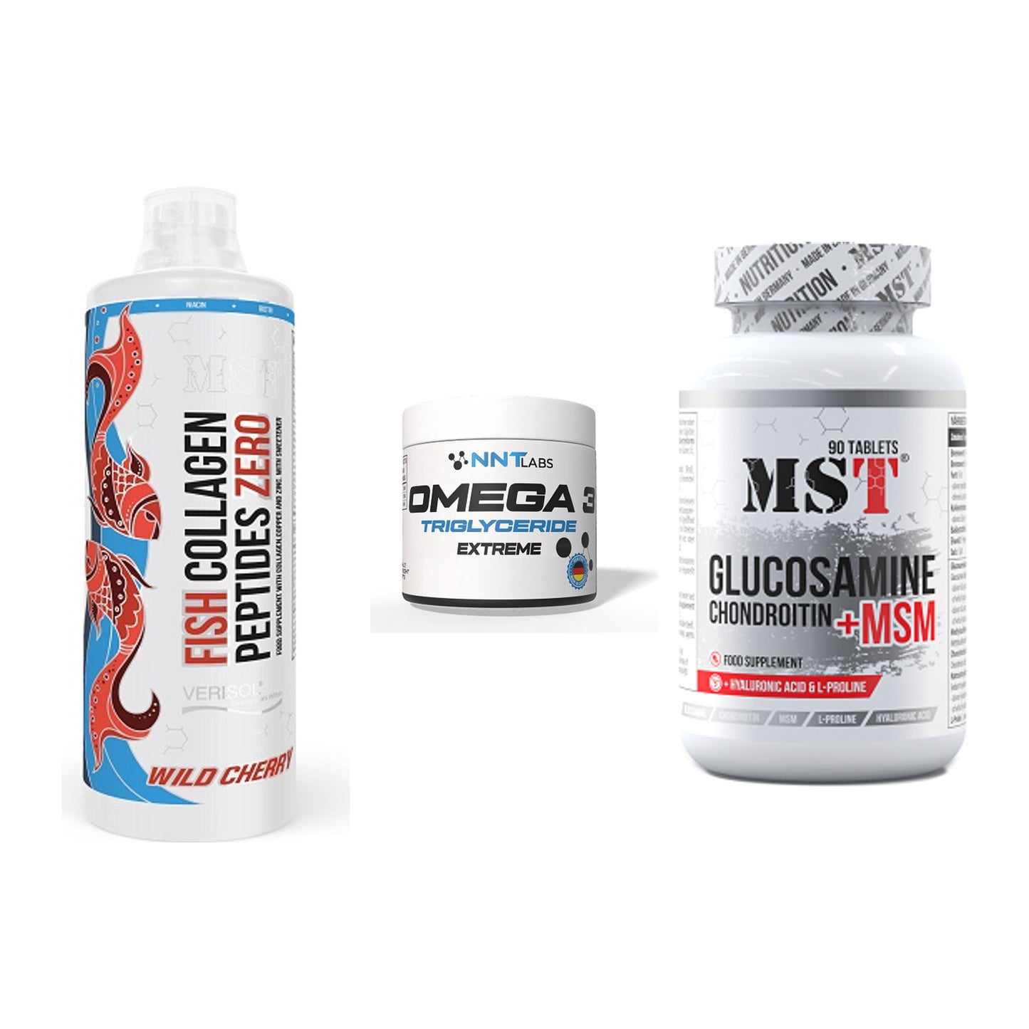 Gelenk-Set: MST Fish Collagen + NNT Omega 3 + MST Glucosamine – alle enthaltenen Artikel
