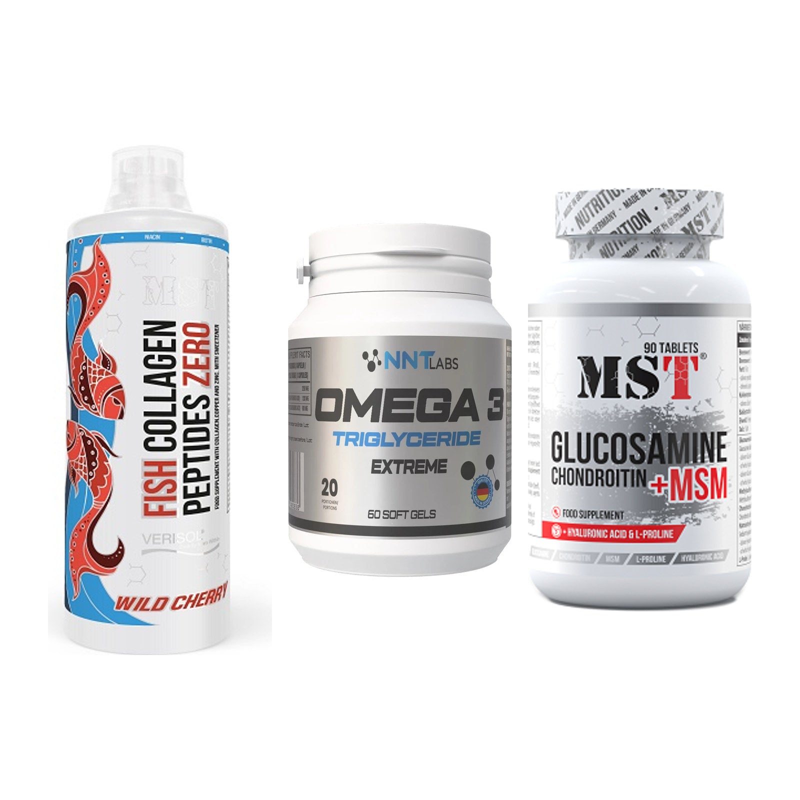 Gelenk-Set: MST Fish Collagen + NNT Omega 3 + MST Glucosamine – alle enthaltenen Artikel