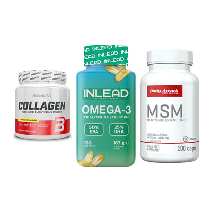 Gelenk-Set: BioTech Collagen + INLEAD Omega-3 + Body Attack MSM – alle enthaltenen Artikel