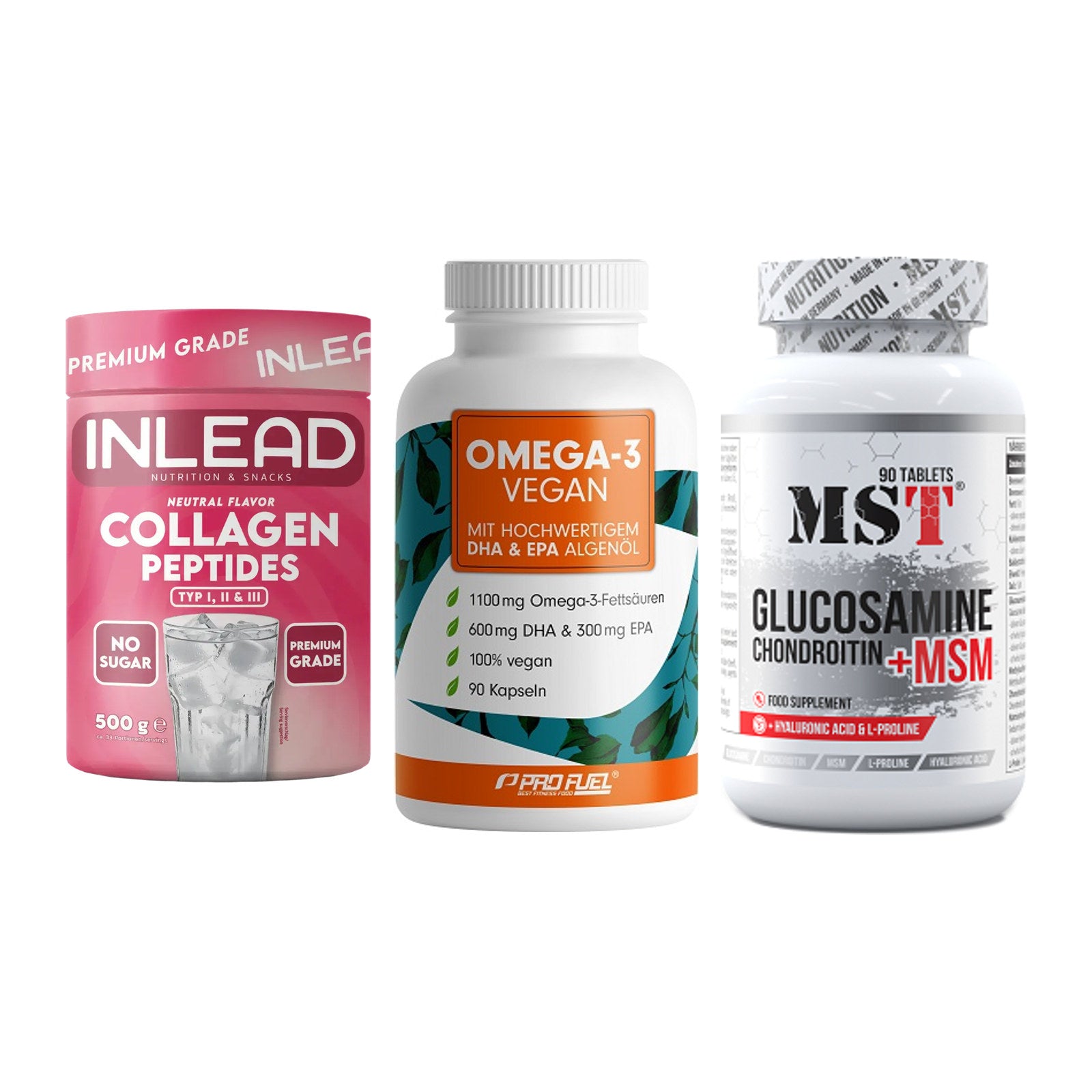 Gelenk-Set: INLEAD Collagen + ProFuel Omega 3 + MST Glucosamine – alle enthaltenen Artikel