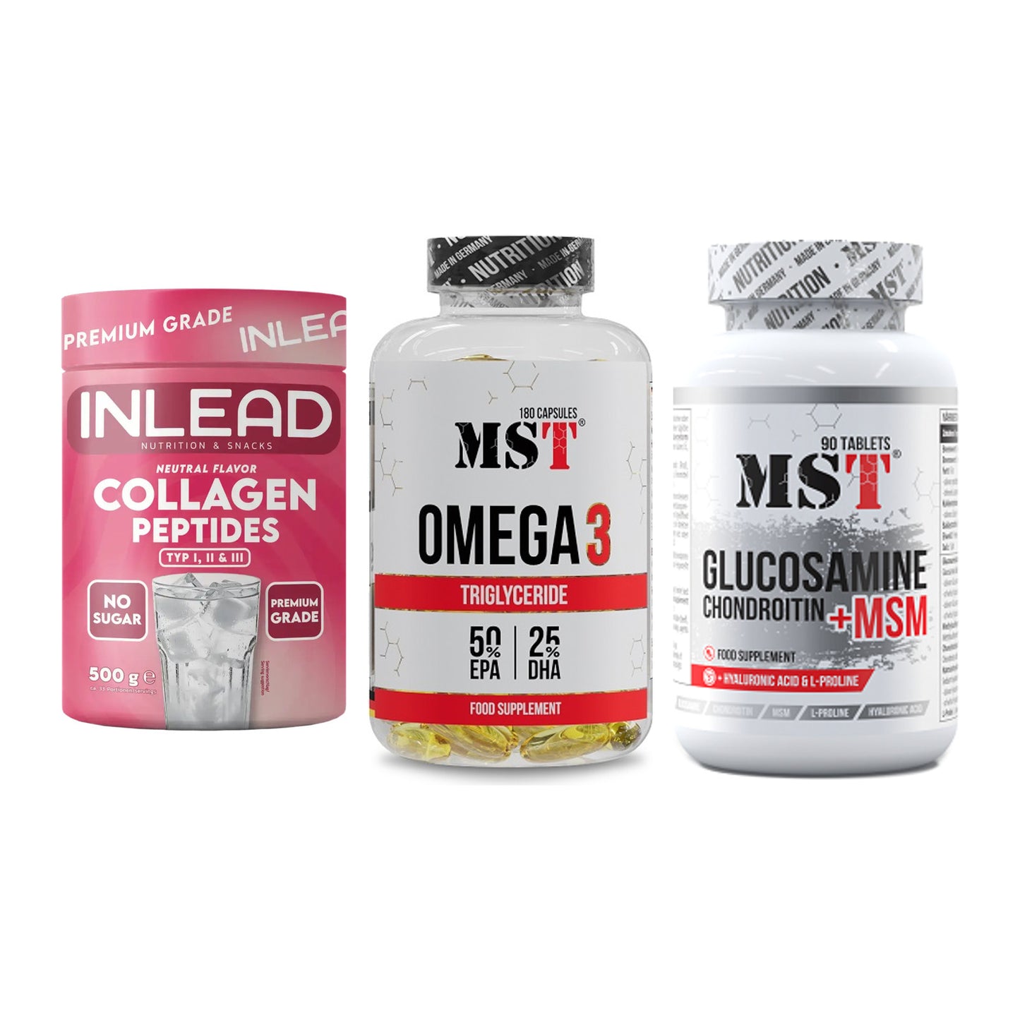 Gelenk-Set: INLEAD Collagen + MST Omega 3 + MST Glucosamine – alle enthaltenen Artikel