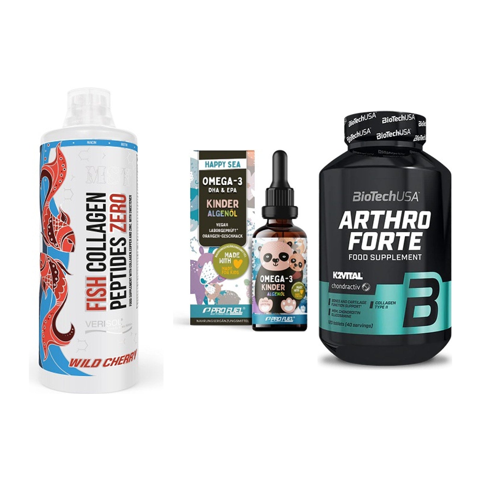 Gelenk-Set: MST Fish Collagen + ProFuel OMEGA-3 + BioTech Arthro – alle enthaltenen Artikel