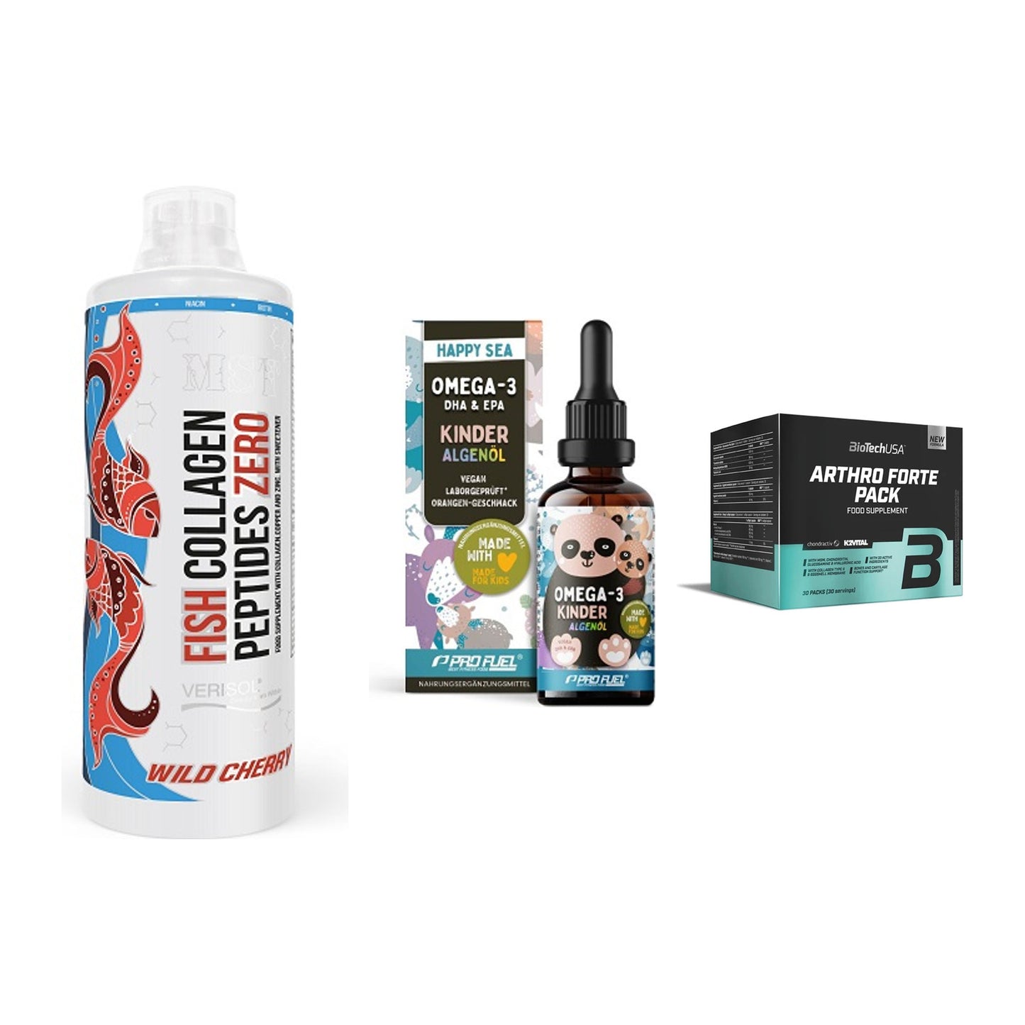 Gelenk-Set: MST Fish Collagen + ProFuel OMEGA-3 + BioTech Arthro – alle enthaltenen Artikel