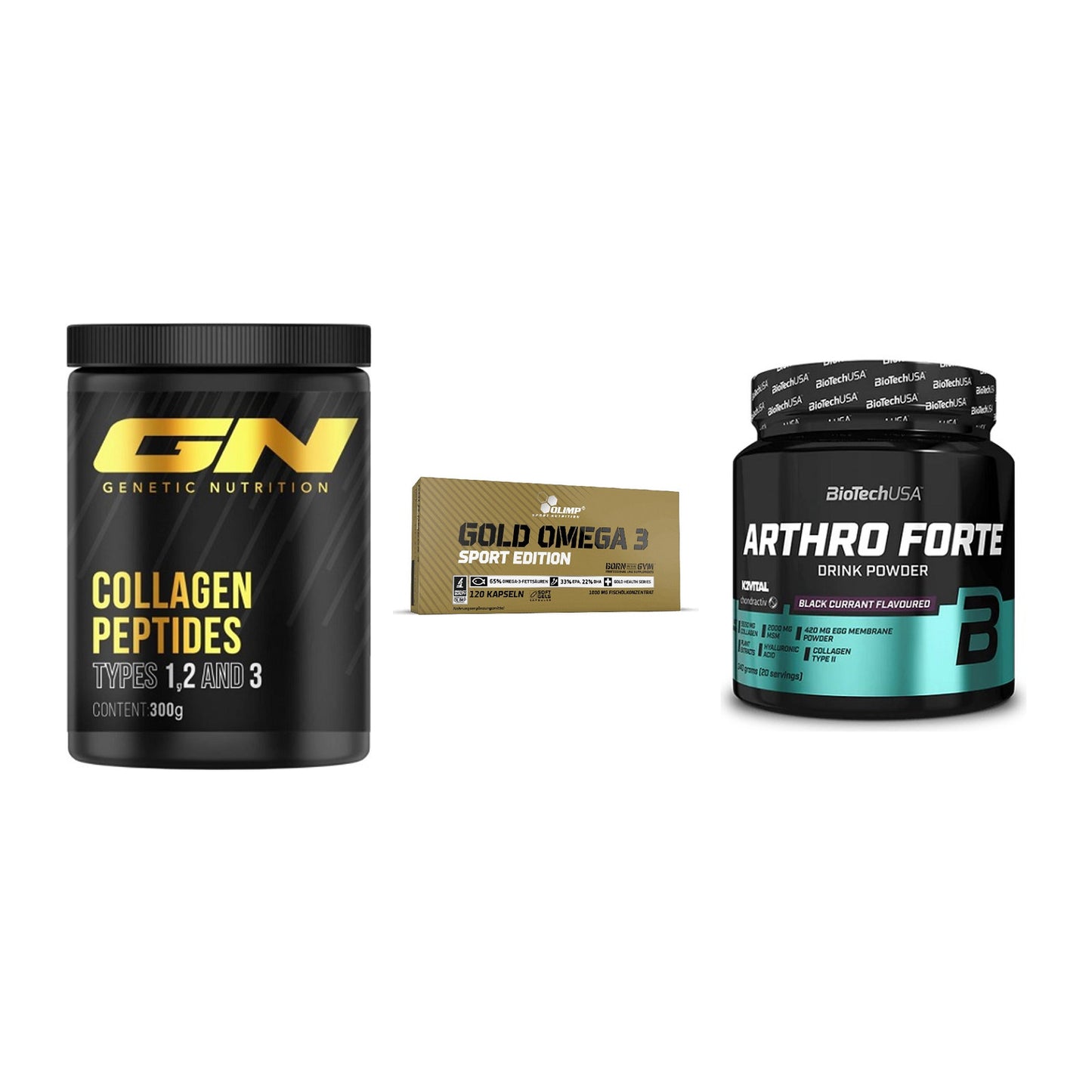 Gelenk-Set: GN Peptan + Olimp Omega 3 + BioTech Arthro – alle enthaltenen Artikel