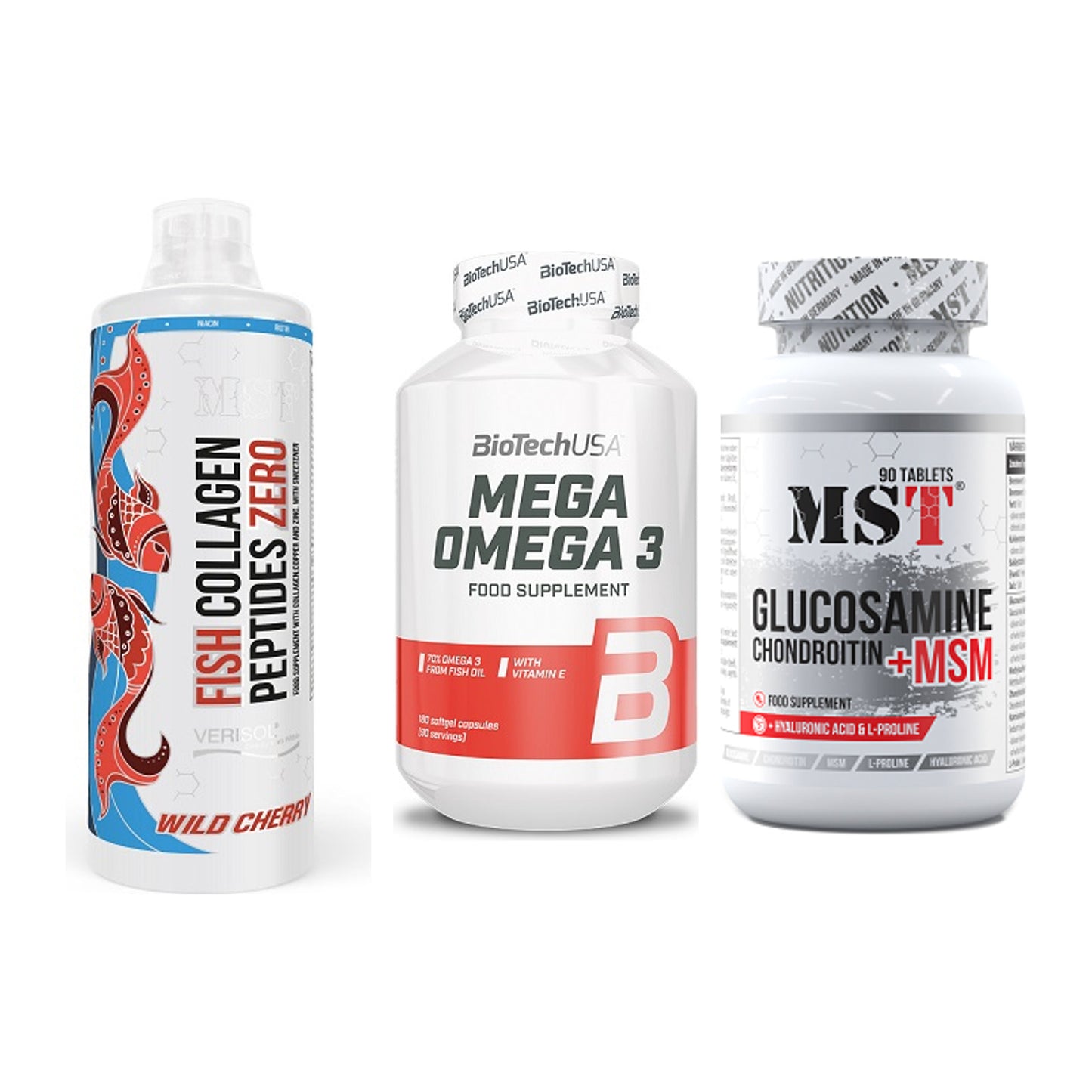 Gelenk-Set: MST Fish Collagen + BioTech Mega + MST Glucosamine – alle enthaltenen Artikel