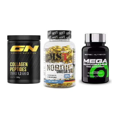 Gelenk-Set: GN Peptan + MST Omega 3 + Scitec Mega – alle enthaltenen Artikel