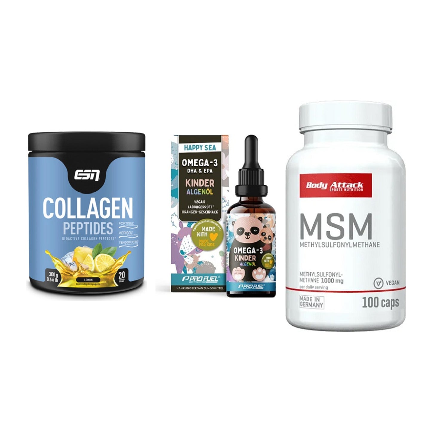 Gelenk-Set: ESN Collagen + ProFuel OMEGA-3 + Body Attack MSM – alle enthaltenen Artikel
