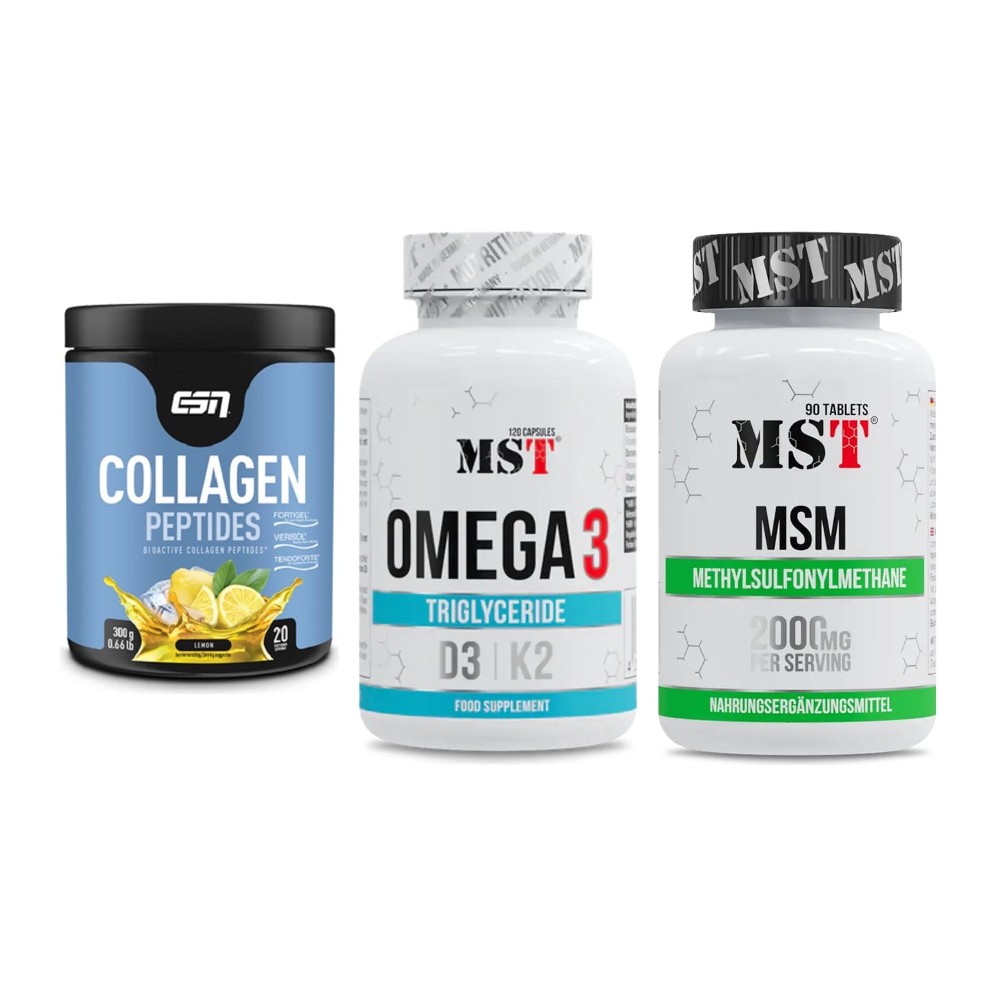 Gelenk-Set: ESN Collagen + MST Omega 3 500 + MST MSM 2000 / – alle enthaltenen Artikel