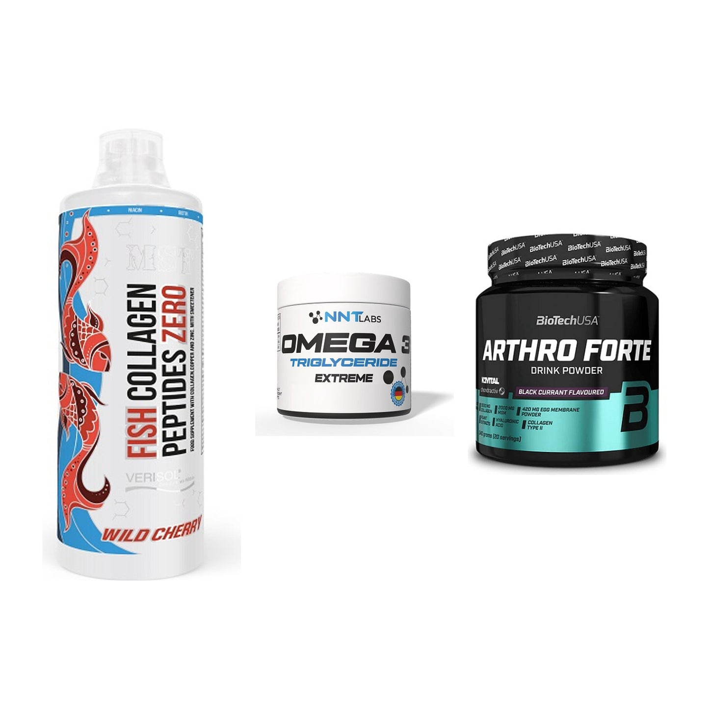 Gelenk-Set: MST Fish Collagen + NNT Omega 3 + BioTech Arthro – alle enthaltenen Artikel