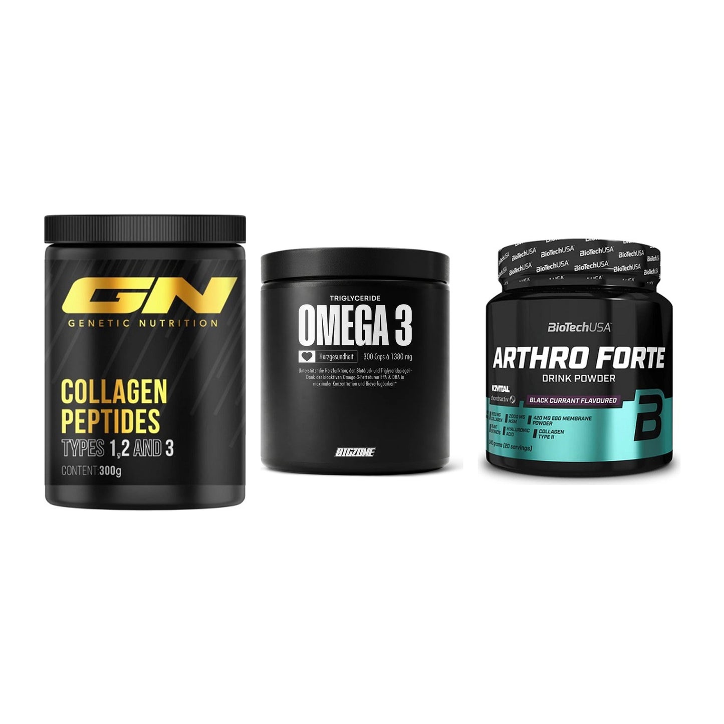 Gelenk-Set: GN Peptan + Big Zone Omega 3 + BioTech Arthro – alle enthaltenen Artikel