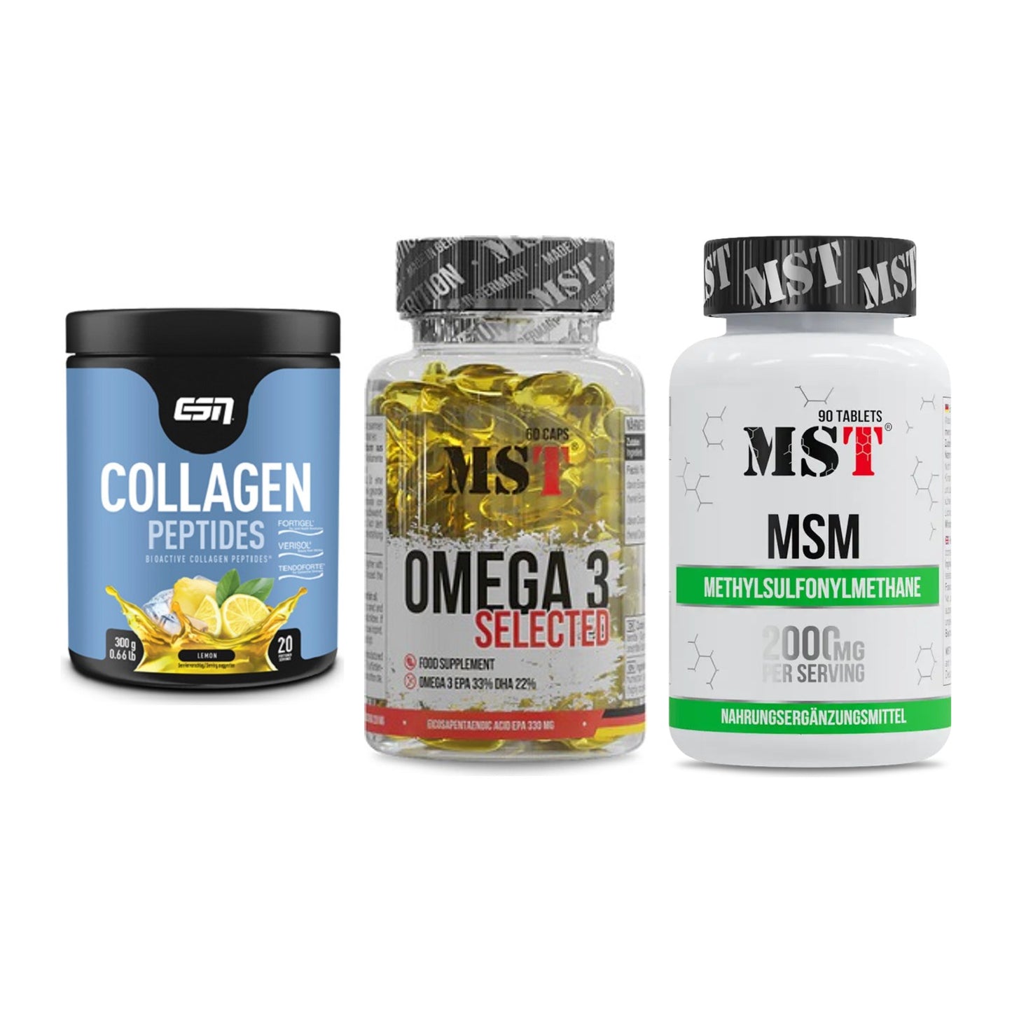 Gelenk-Set: ESN Collagen + MST Omega 3 + MST MSM 2000 / – alle enthaltenen Artikel