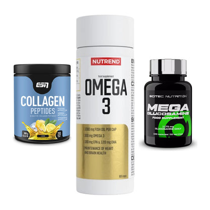 Gelenk-Set: ESN Collagen + Nutrend Omega 3 + Scitec Mega – alle enthaltenen Artikel