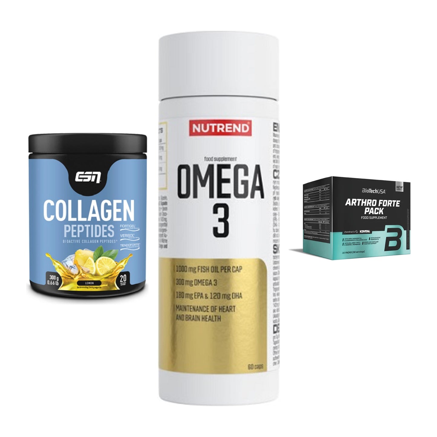 Gelenk-Set: ESN Collagen + Nutrend Omega 3 + BioTech Arthro – alle enthaltenen Artikel