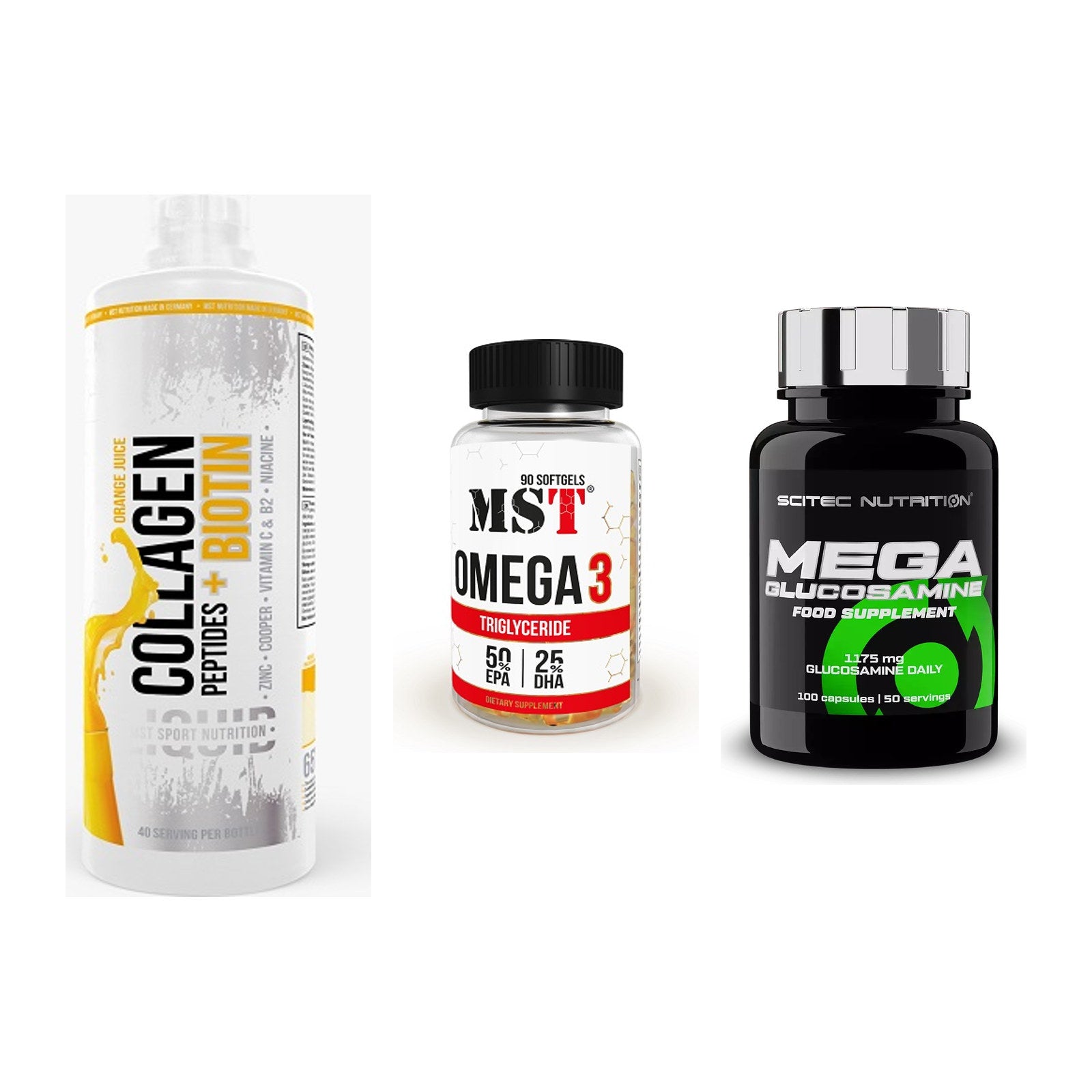 Gelenk-Set: MST Collagen + MST Omega 3 + Scitec Mega – alle enthaltenen Artikel