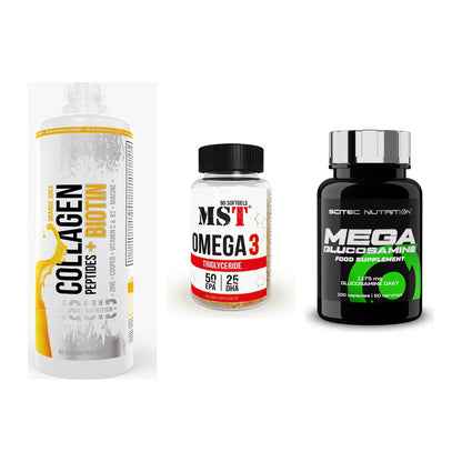 Gelenk-Set: MST Collagen + MST Omega 3 + Scitec Mega – alle enthaltenen Artikel