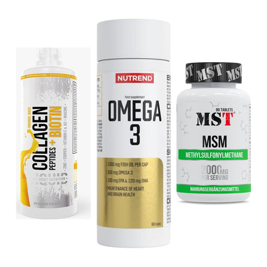 Gelenk-Set: MST Collagen + Nutrend Omega 3 + MST MSM 2000 / – alle enthaltenen Artikel