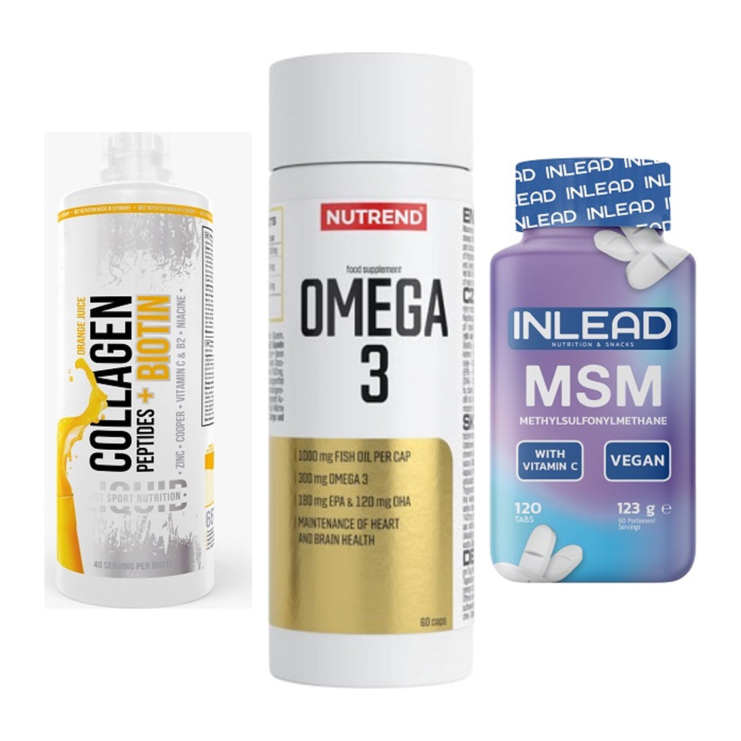 Gelenk-Set: MST Collagen + Nutrend Omega 3 + INLEAD MSM – alle enthaltenen Artikel
