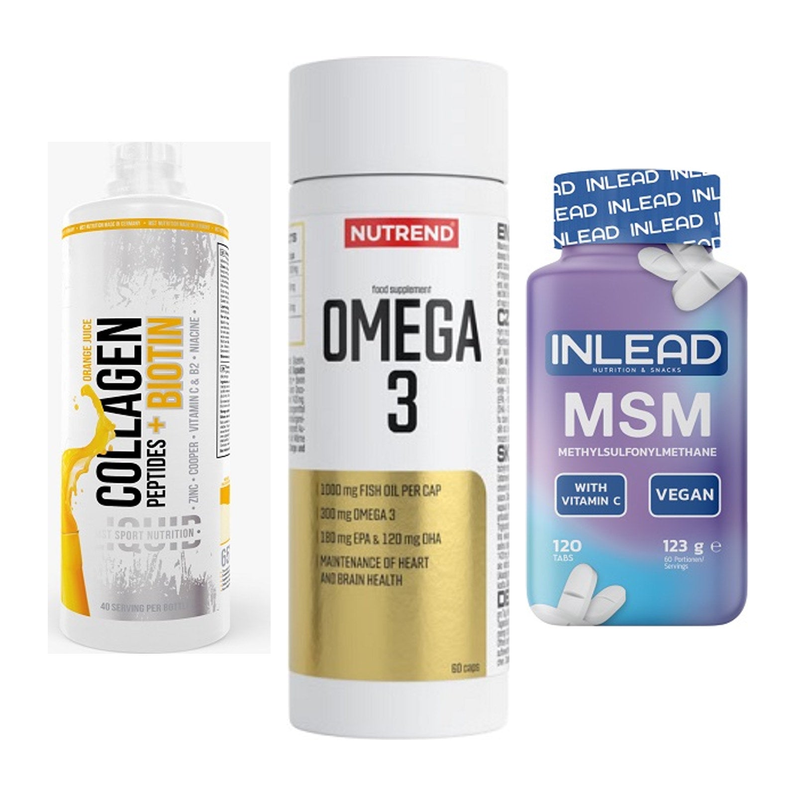 Gelenk-Set: MST Collagen + Nutrend Omega 3 + INLEAD MSM – alle enthaltenen Artikel