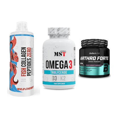 Gelenk-Set: MST Fish Collagen + MST Omega 3 500 + BioTech Arthro – alle enthaltenen Artikel