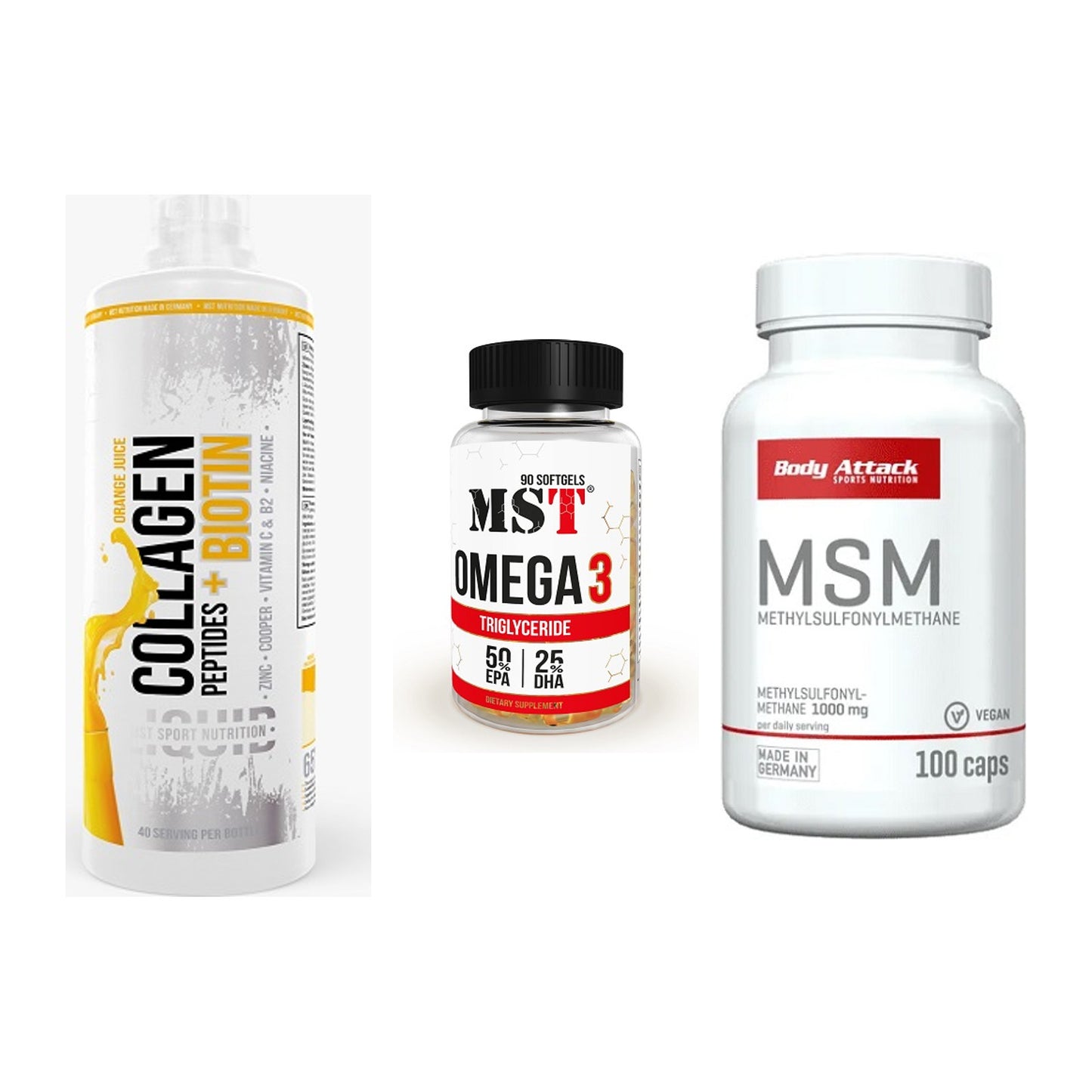 Gelenk-Set: MST Collagen + MST Omega 3 + Body Attack MSM – alle enthaltenen Artikel