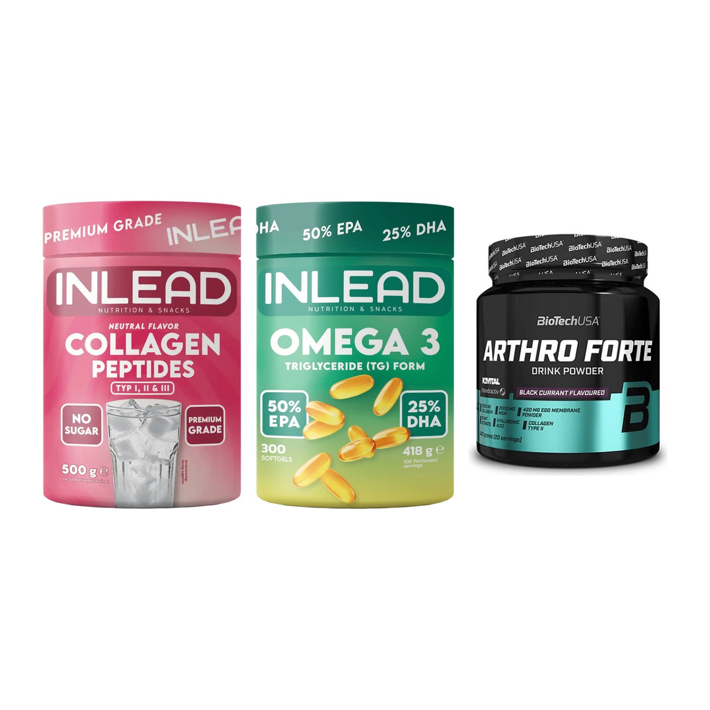 Gelenk-Set: INLEAD Collagen + INLEAD Omega-3 + BioTech Arthro – alle enthaltenen Artikel