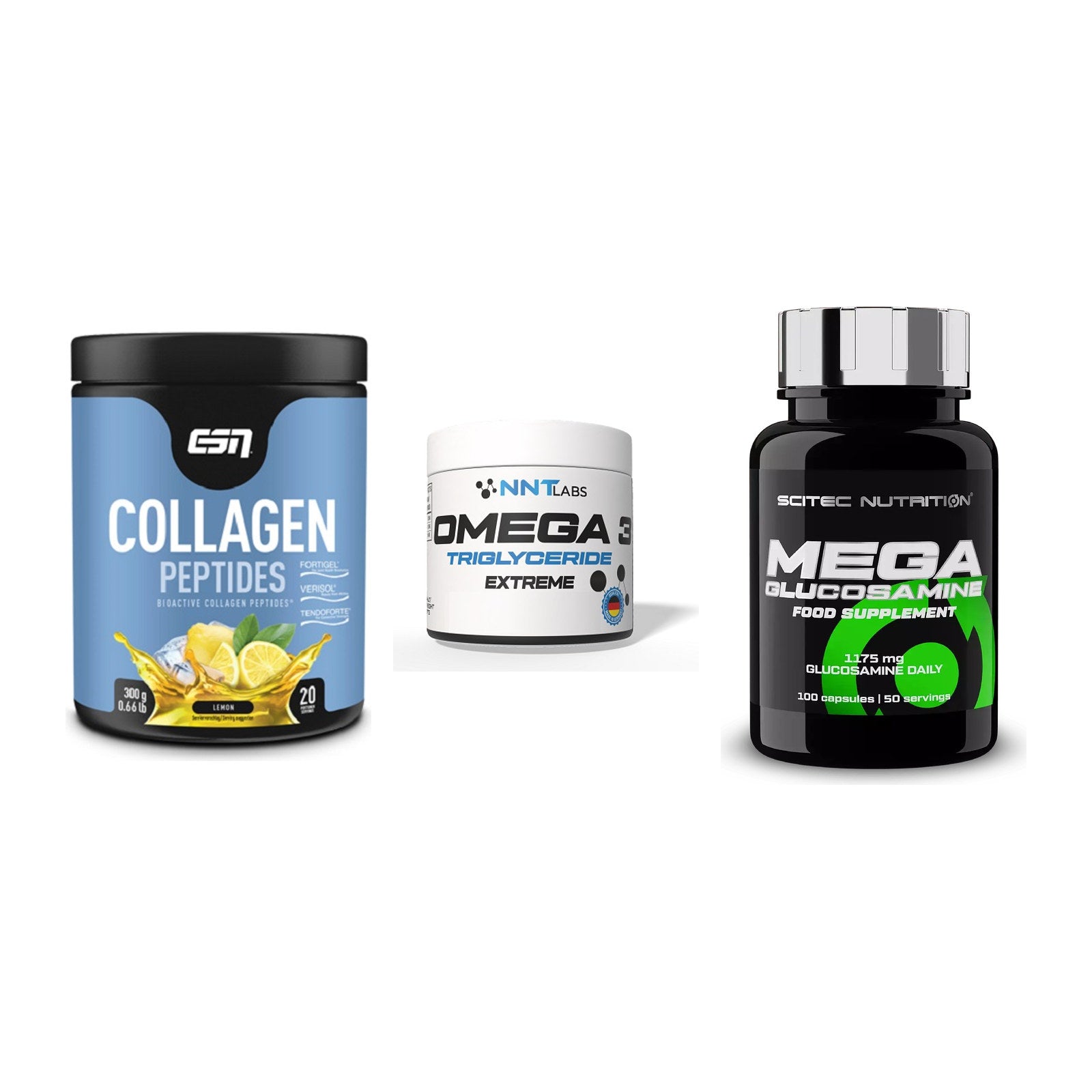 Gelenk-Set: ESN Collagen + NNT Omega 3 + Scitec Mega – alle enthaltenen Artikel
