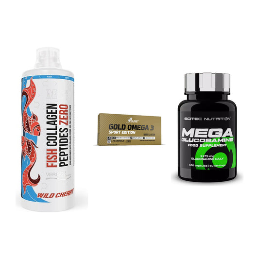 Gelenk-Set: MST Fish Collagen + Olimp Omega 3 + Scitec Mega – alle enthaltenen Artikel