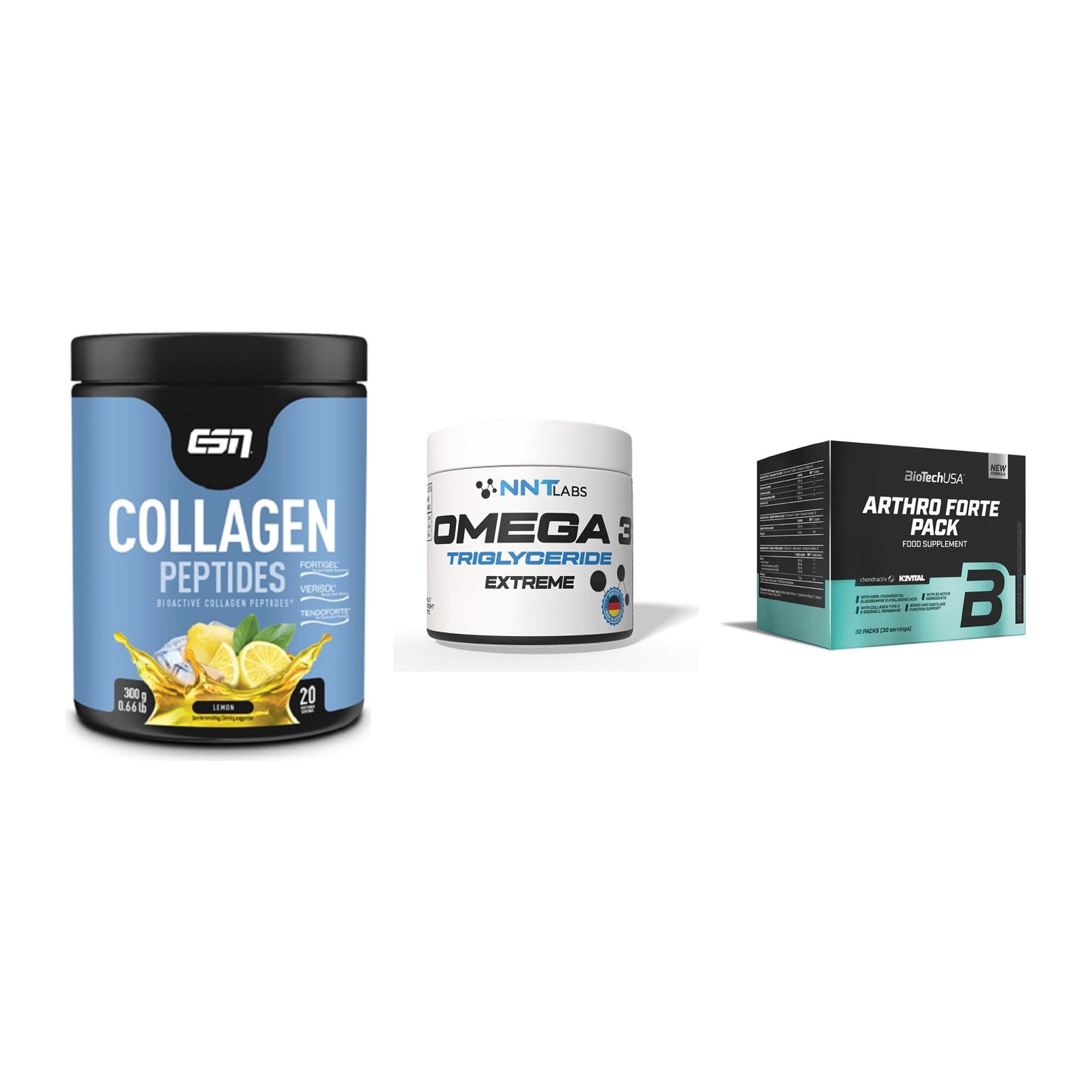 Gelenk-Set: ESN Collagen + NNT Omega 3 + BioTech Arthro – alle enthaltenen Artikel