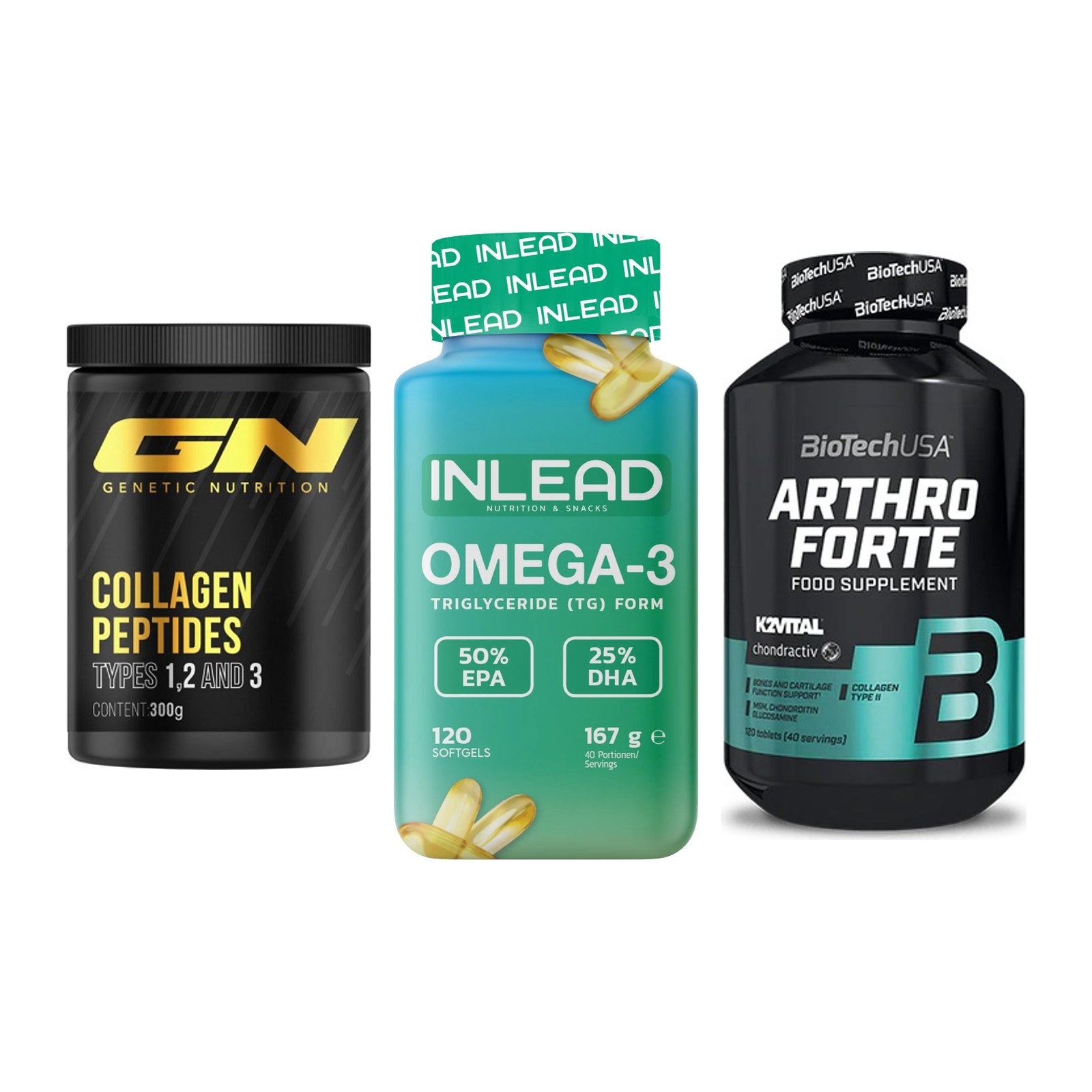 Gelenk-Set: GN Peptan + INLEAD Omega-3 + BioTech Arthro – alle enthaltenen Artikel