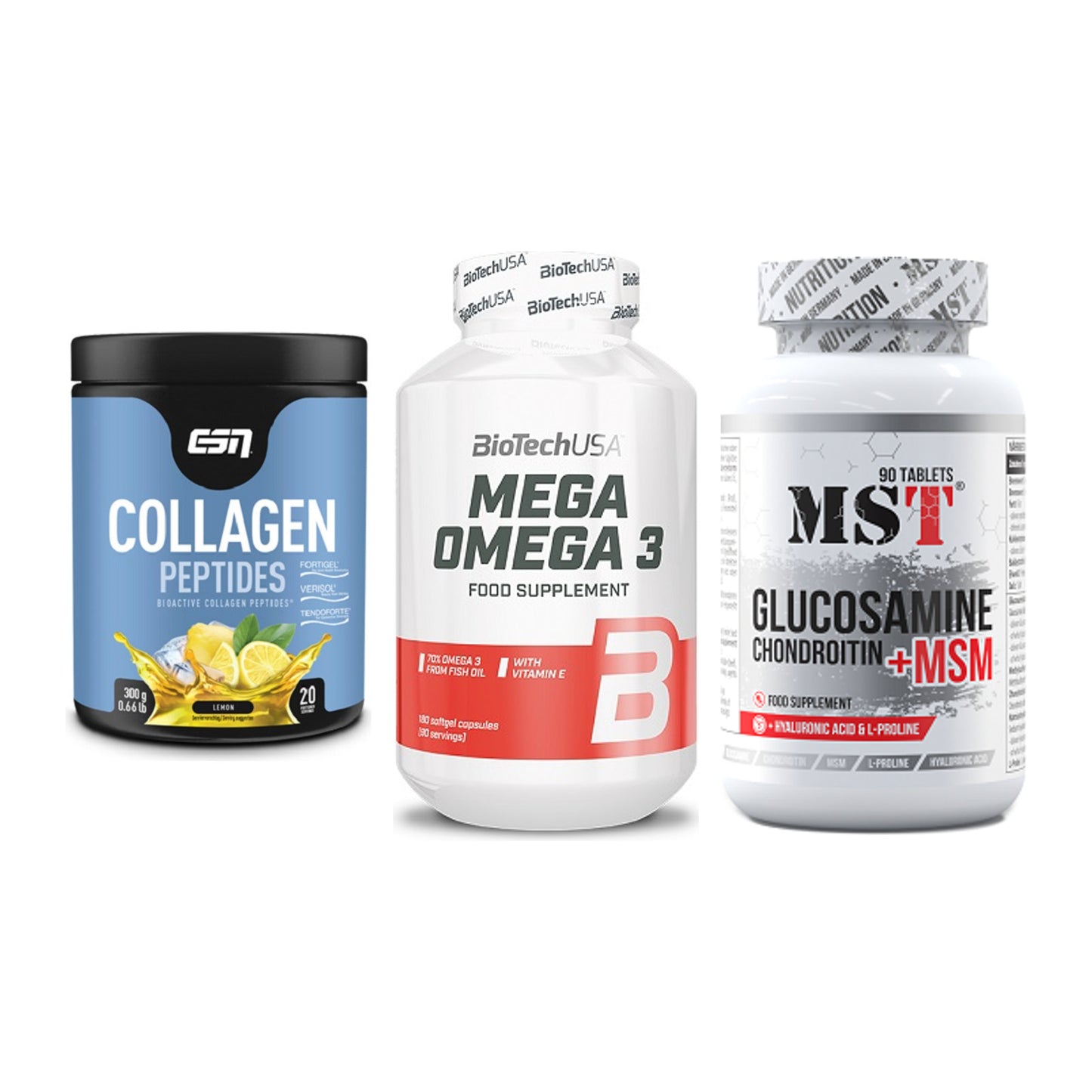 Gelenk-Set: ESN Collagen + BioTech Mega + MST Glucosamine – alle enthaltenen Artikel