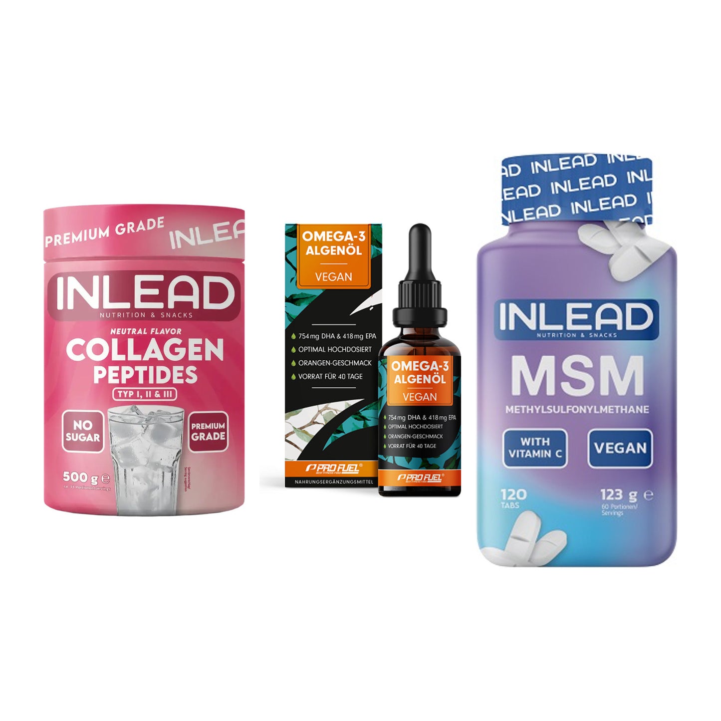 Gelenk-Set: INLEAD Collagen + ProFuel Omega 3 + INLEAD MSM – alle enthaltenen Artikel