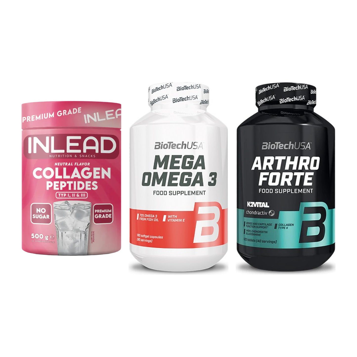 Gelenk-Set: INLEAD Collagen + BioTech Mega + BioTech Arthro – alle enthaltenen Artikel