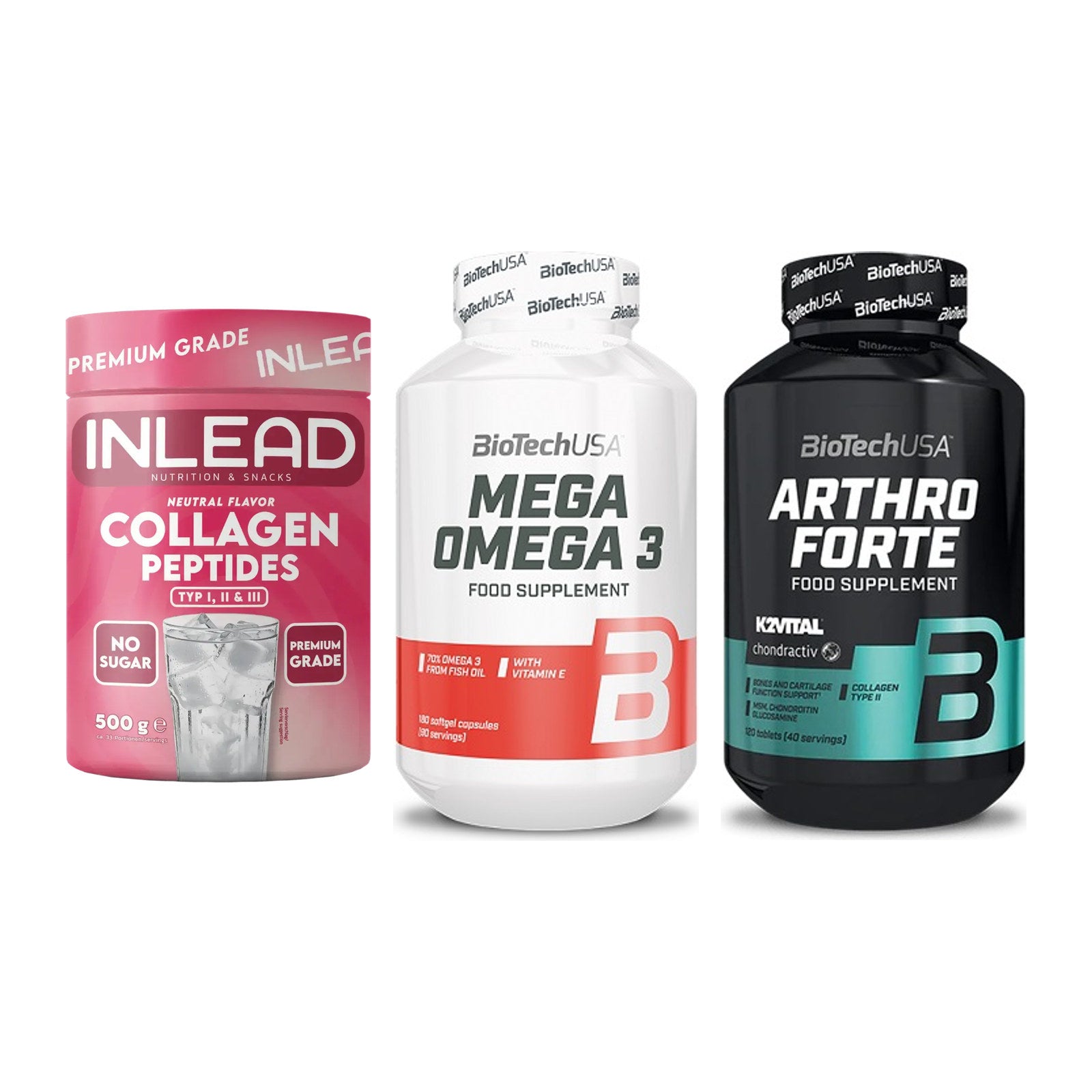 Gelenk-Set: INLEAD Collagen + BioTech Mega + BioTech Arthro – alle enthaltenen Artikel