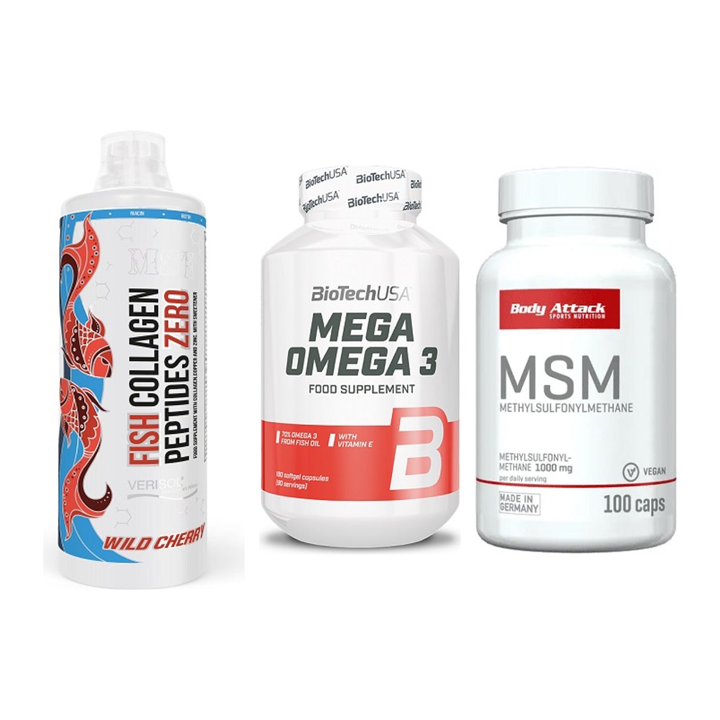 Gelenk-Set: MST Fish Collagen + BioTech Mega + Body Attack MSM – alle enthaltenen Artikel