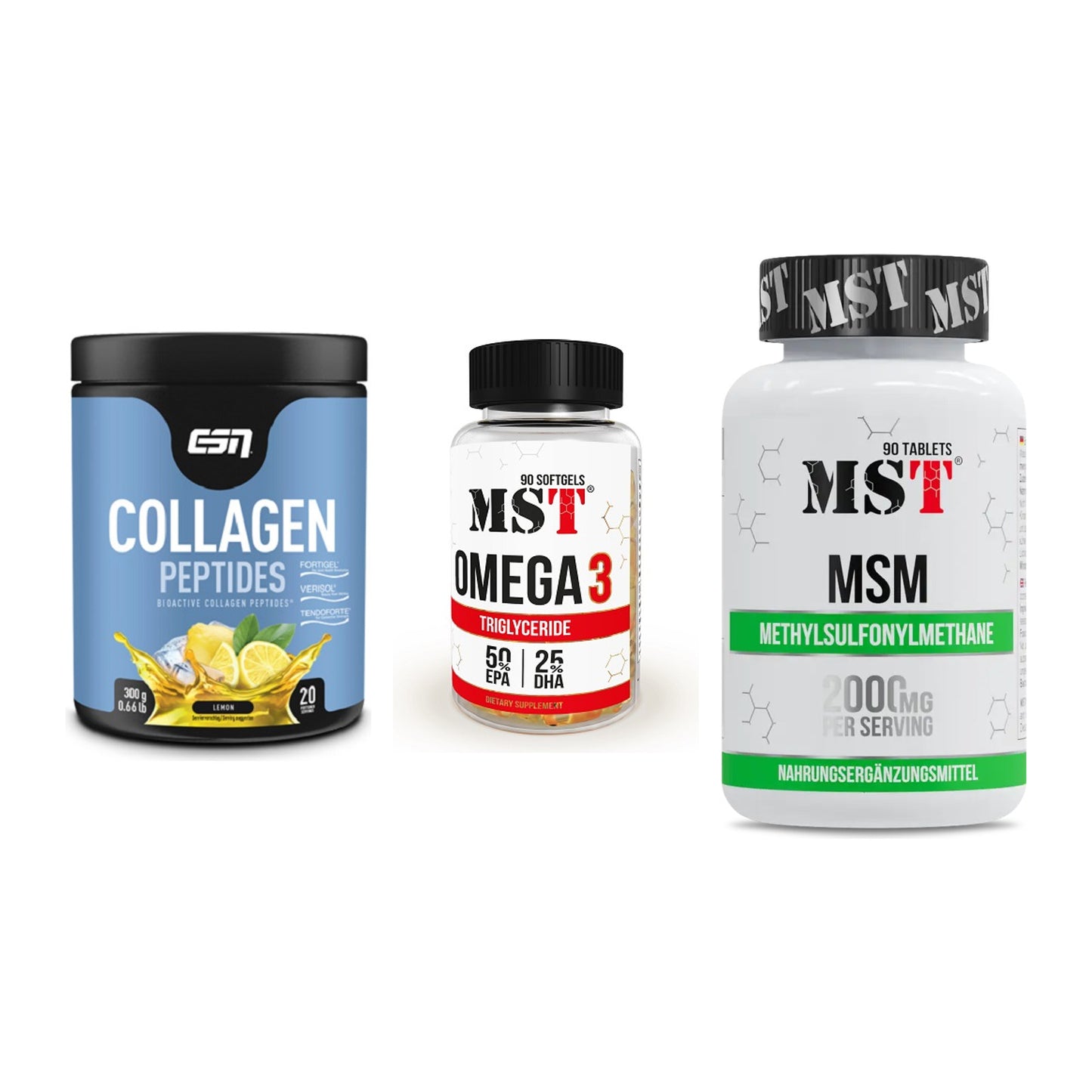 Gelenk-Set: ESN Collagen + MST Omega 3 + MST MSM 2000 / – alle enthaltenen Artikel