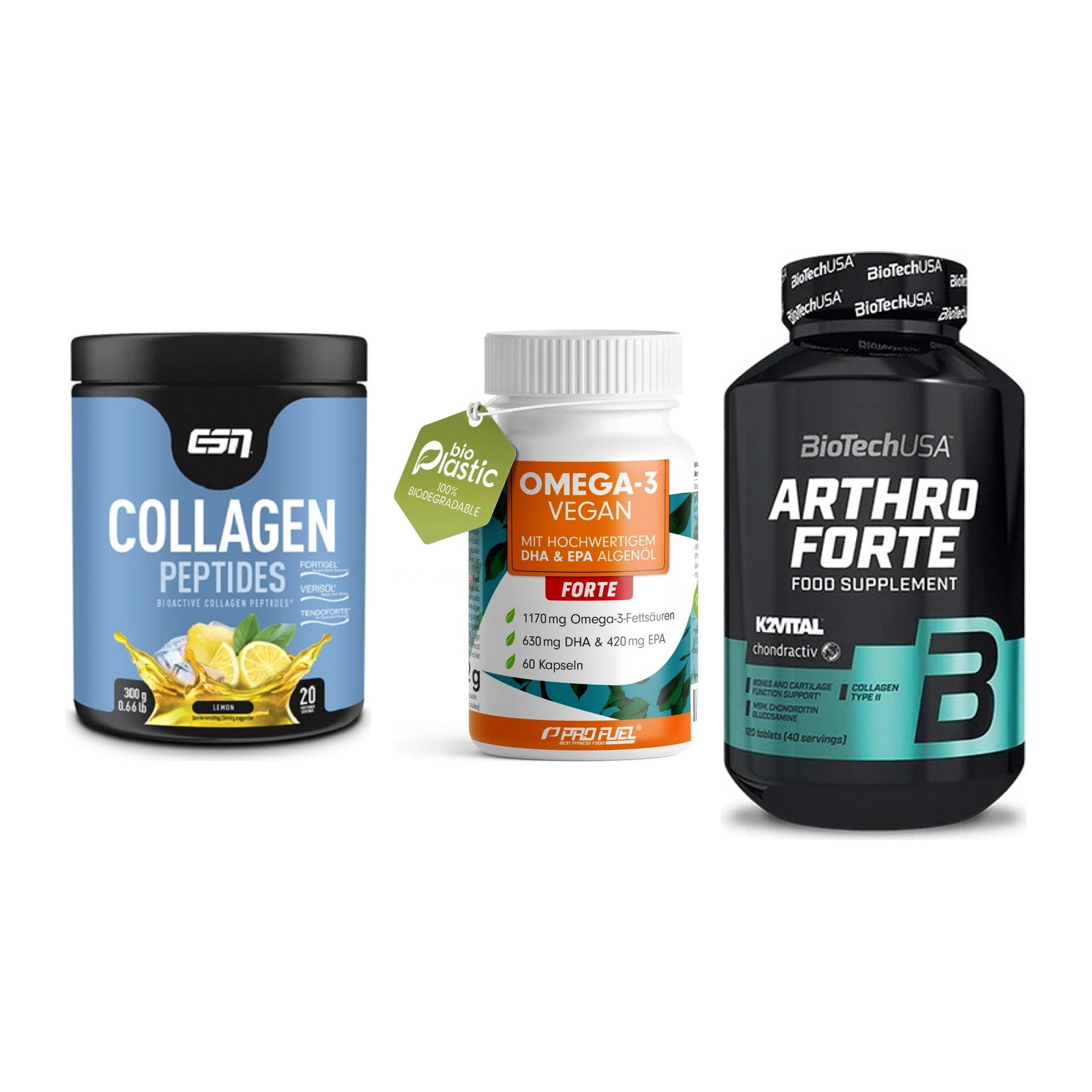 Gelenk-Set: ESN Collagen + ProFuel Omega 3 + BioTech Arthro – alle enthaltenen Artikel