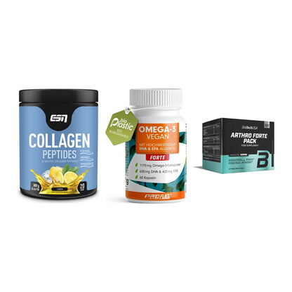 Gelenk-Set: ESN Collagen + ProFuel Omega 3 + BioTech Arthro – alle enthaltenen Artikel