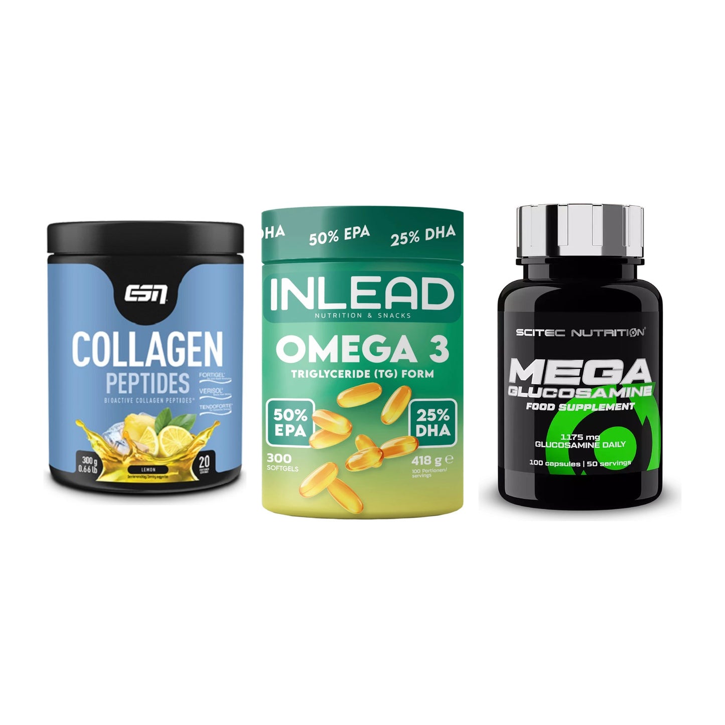 Gelenk-Set: ESN Collagen + INLEAD Omega-3 + Scitec Mega – alle enthaltenen Artikel