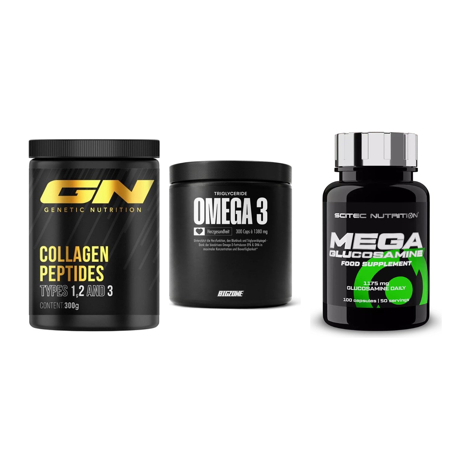 Gelenk-Set: GN Peptan + Big Zone Omega 3 + Scitec Mega – alle enthaltenen Artikel