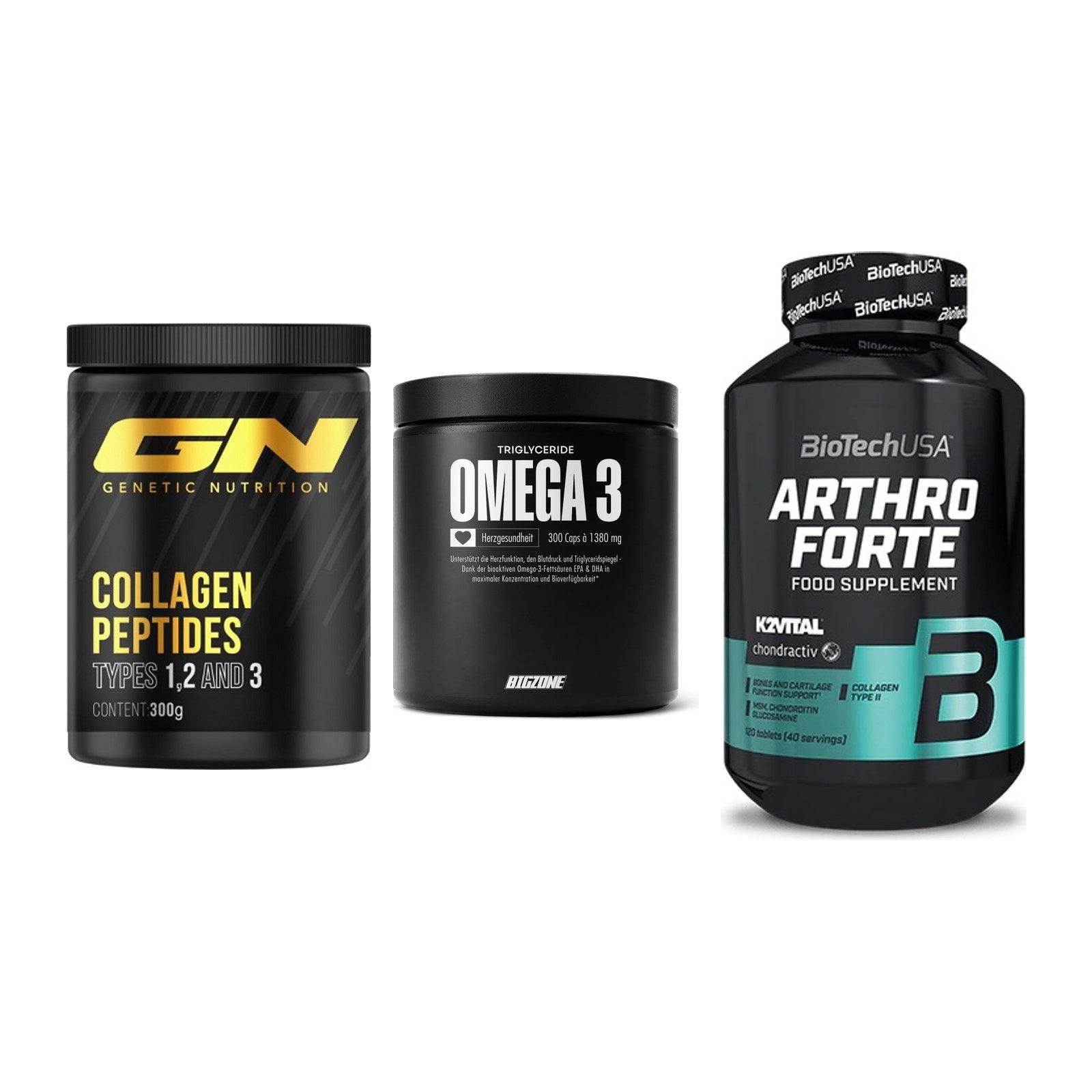 Gelenk-Set: GN Peptan + Big Zone Omega 3 + BioTech Arthro – alle enthaltenen Artikel
