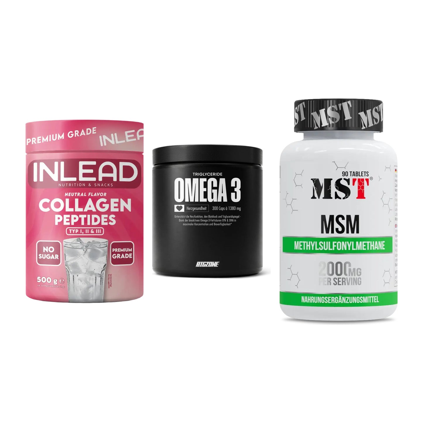Gelenk-Set: INLEAD Collagen + Big Zone Omega 3 + MST MSM 2000 / – alle enthaltenen Artikel