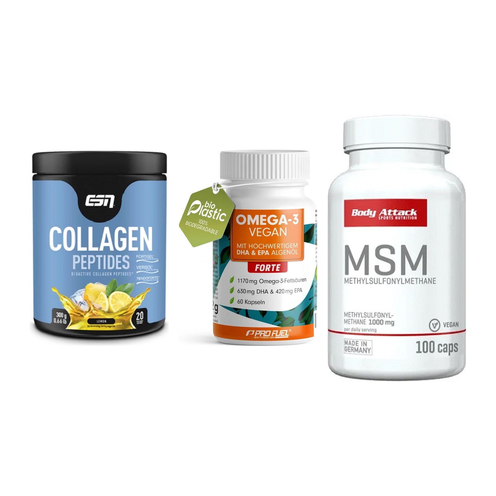 Gelenk-Set: ESN Collagen + ProFuel Omega 3 + Body Attack MSM – alle enthaltenen Artikel