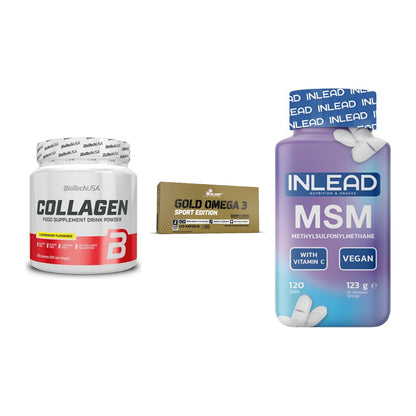 Gelenk-Set: BioTech Collagen + Olimp Omega 3 + INLEAD MSM – alle enthaltenen Artikel