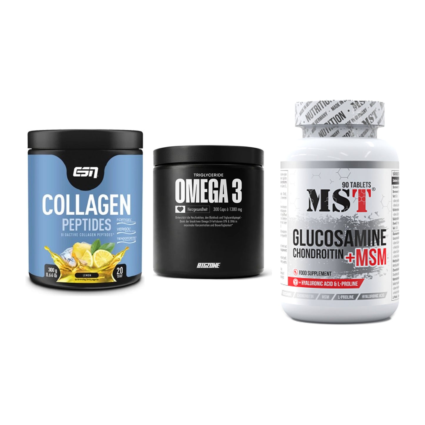 Gelenk-Set: ESN Collagen + Big Zone Omega 3 + MST Glucosamine – alle enthaltenen Artikel