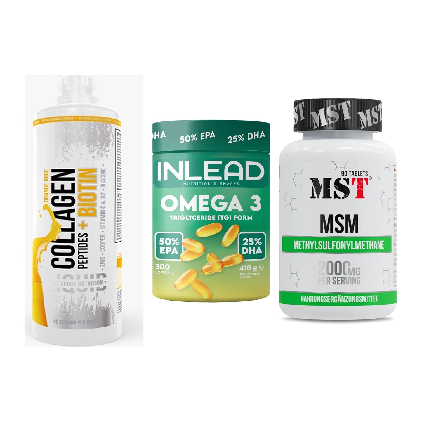 Gelenk-Set: MST Collagen + INLEAD Omega-3 + MST MSM 2000 / – alle enthaltenen Artikel