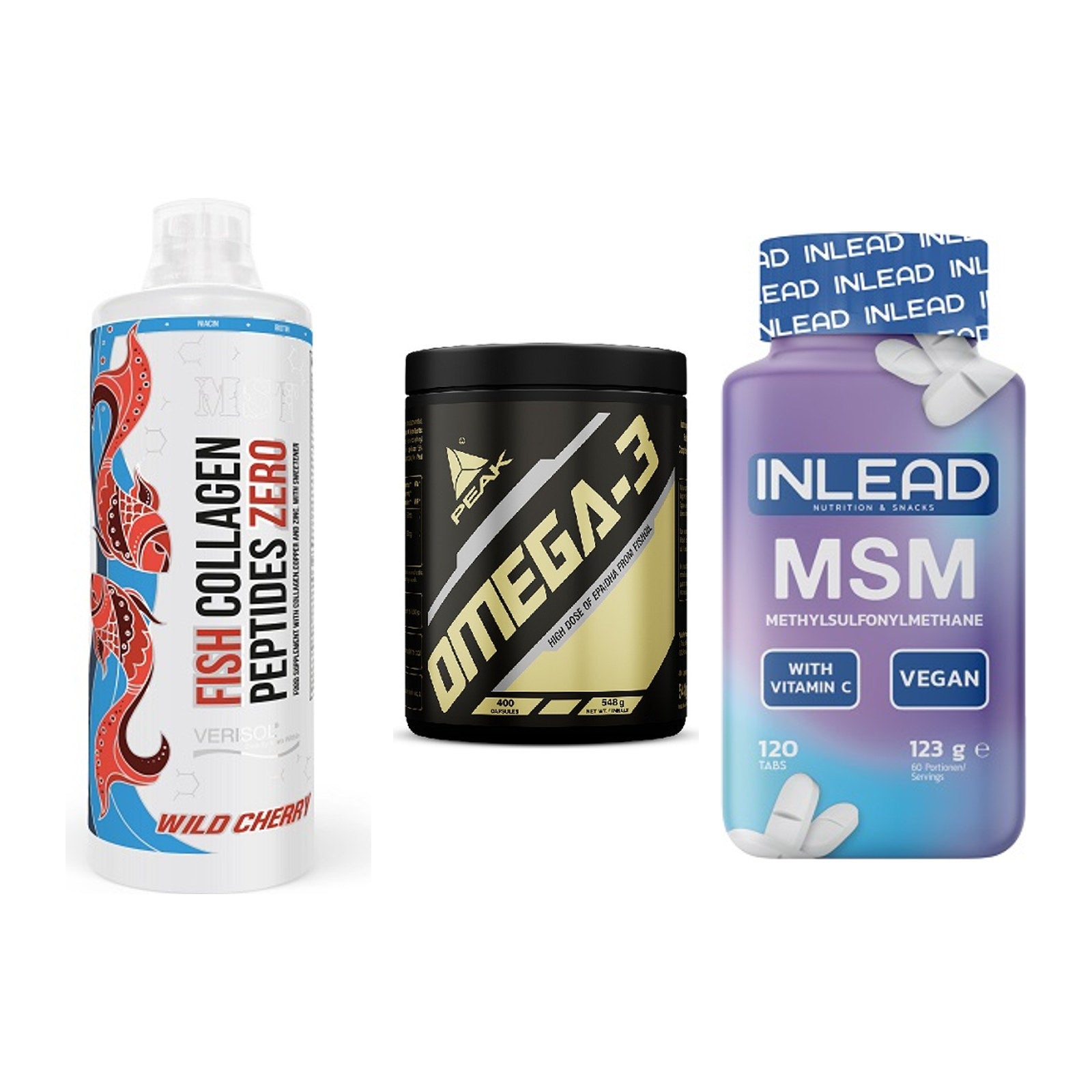 Gelenk-Set: MST Fish Collagen + Peak Omega-3 + INLEAD MSM – alle enthaltenen Artikel