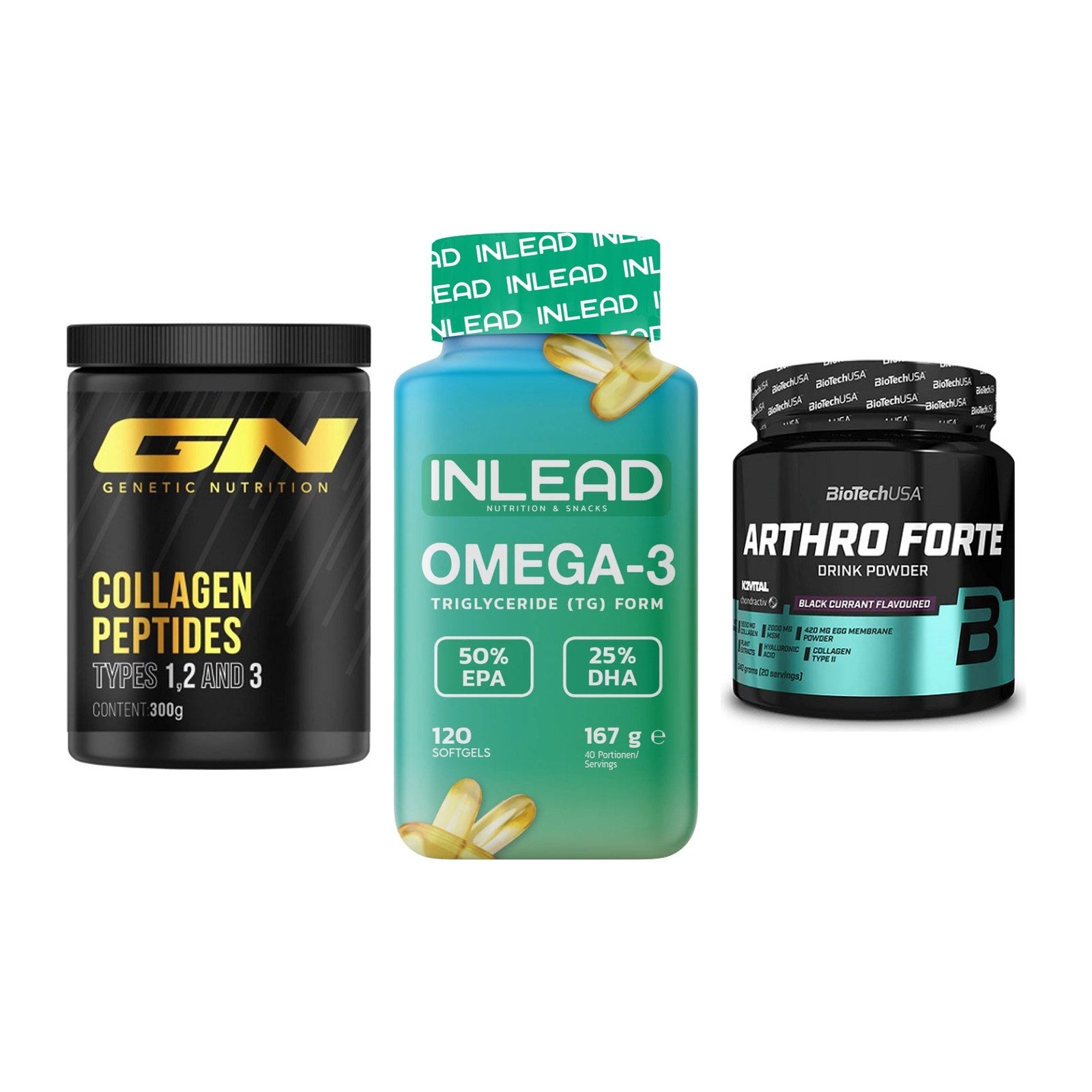 Gelenk-Set: GN Peptan + INLEAD Omega-3 + BioTech Arthro – alle enthaltenen Artikel